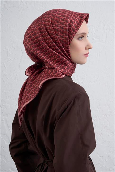 Armine Geometrik Desenli Saf İpek Twill Eşarp 9417D 35