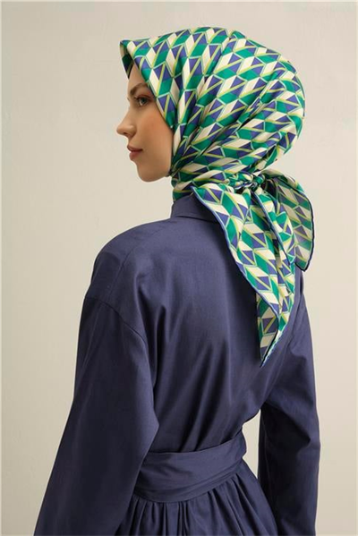 Armine Geometrik Desenli Saf İpek Twill Eşarp 9309D 80