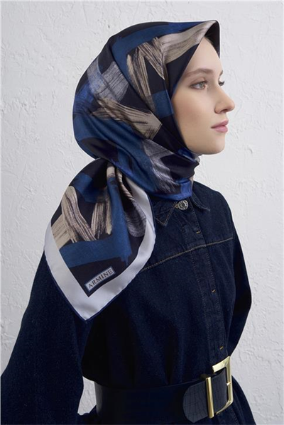 Armine Geometrik Desenli Saf İpek Twill Eşarp 9413D 31