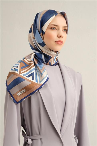 Armine Geometrik Desenli Saf İpek Twill Eşarp 9336D 82