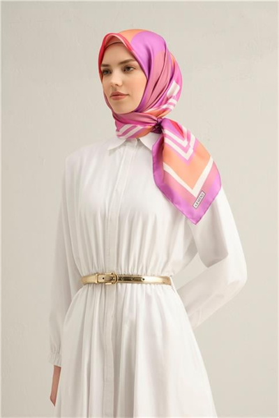 Armine Geometrik Desenli Saf İpek Twill Eşarp 9313D 57