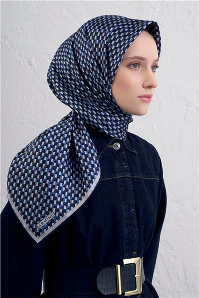 Armine Geometrik Desenli Saf İpek Twill Eşarp 9417D 03