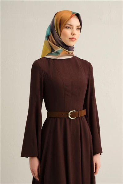 Armine Geometrik Desenli Saf İpek Twill Eşarp 9331D 04