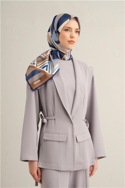 Armine Geometrik Desenli Saf İpek Twill Eşarp 9336D 82