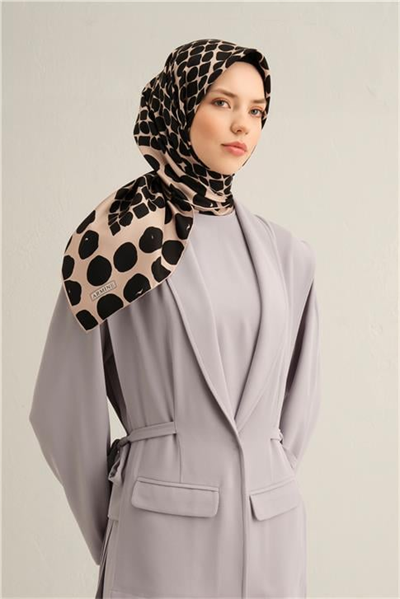 Armine Geometrik Desenli Saf İpek Twill Eşarp 9354D 86