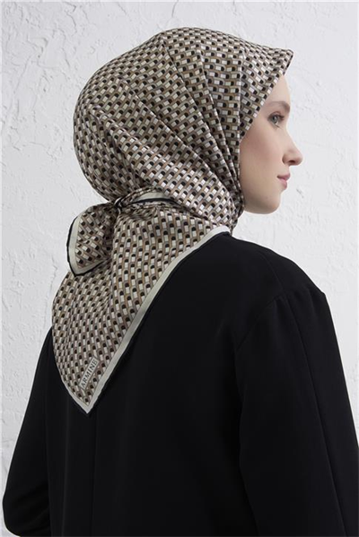 Armine Geometrik Desenli Saf İpek Twill Eşarp 9417D 86
