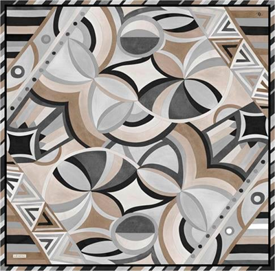 Armine Geometrik Desenli Saf İpek Twill Eşarp 9336D 85