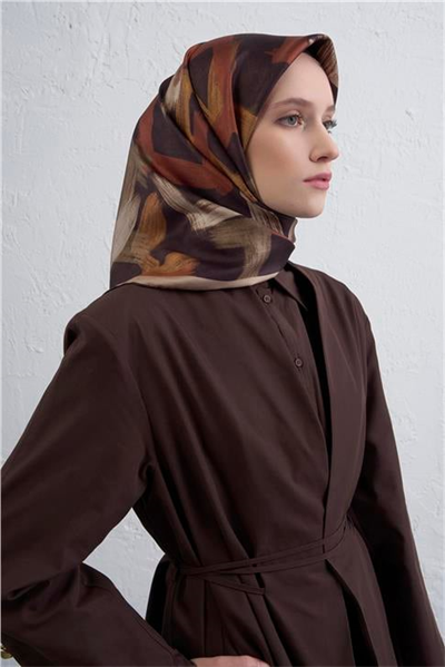 Armine Geometrik Desenli Saf İpek Twill Eşarp 9413D 35