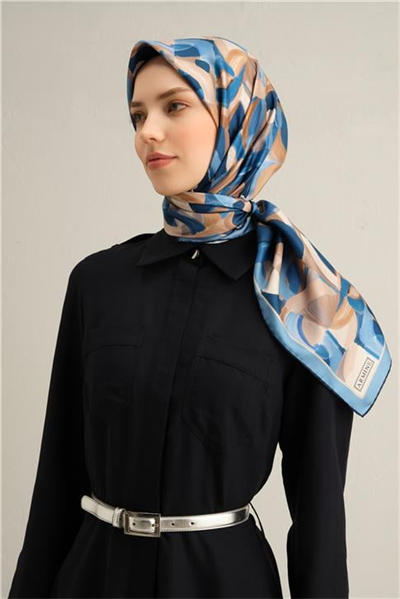 Armine Geometrik Desenli Saf İpek Twill Eşarp 9329D 83