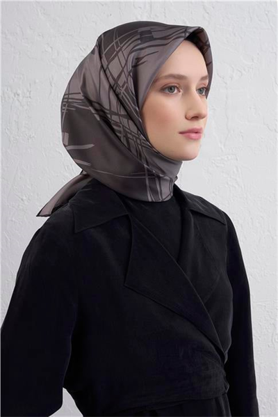 Armine Geometrik Desenli Saf İpek Twill Eşarp 9442D 33