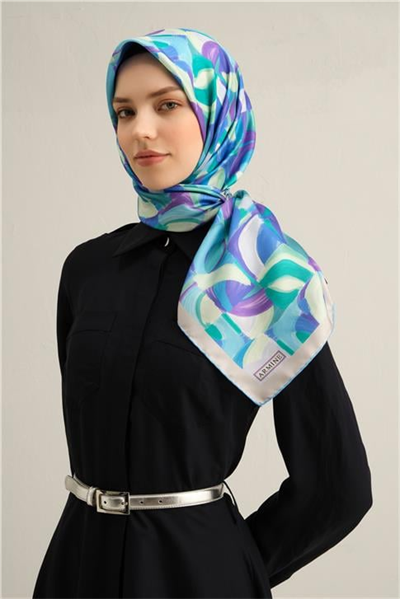 Armine Geometrik Desenli Saf İpek Twill Eşarp 9329D 33