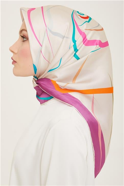 Armine Geometrik Desenli Sura İpek Eşarp 24Ya9118 05