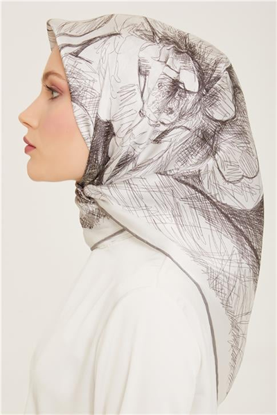 Armine Geometrik Desenli Sura İpek Eşarp 24Ya9122 55 32