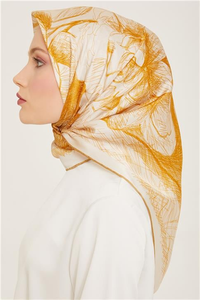 Armine Geometrik Desenli Sura İpek Eşarp 24Ya9122 55 01