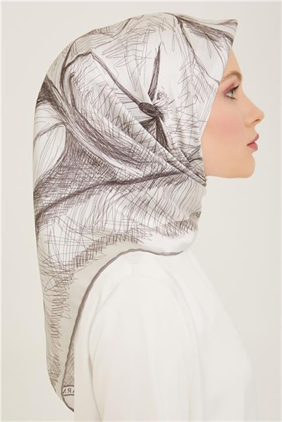 Armine Geometrik Desenli Sura İpek Eşarp 24Ya9122 55 32