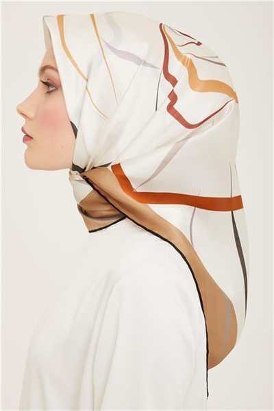 Armine Geometrik Desenli Sura İpek Eşarp 24Ya9118 82