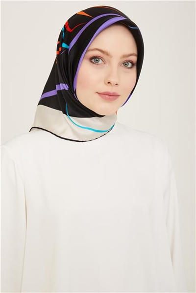 Armine Geometrik Desenli Sura İpek Eşarp 24Ya9118 01