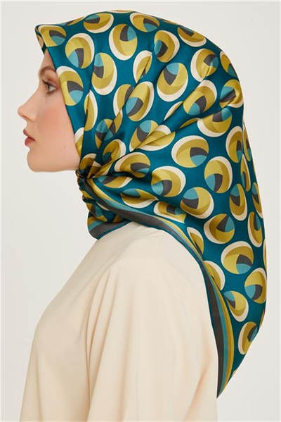 Armine Geometrik Desenli Sura Saf İpek Eşarp 9219D 05 05