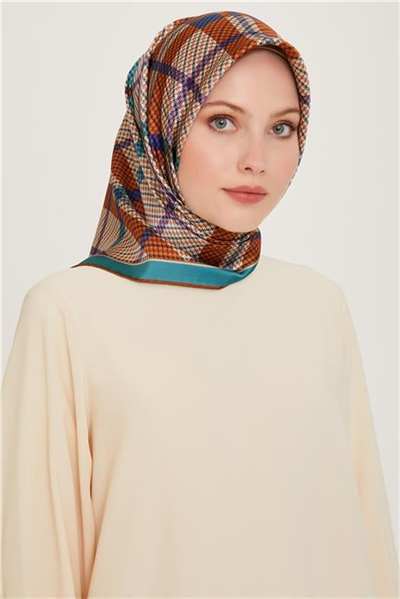 Armine Geometrik Desenli Sura Saf İpek Eşarp 9247D 04