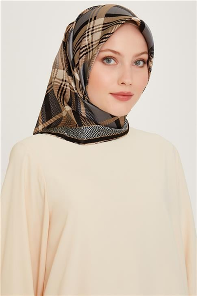 Armine Geometrik Desenli Sura Saf İpek Eşarp 9223D 33 02