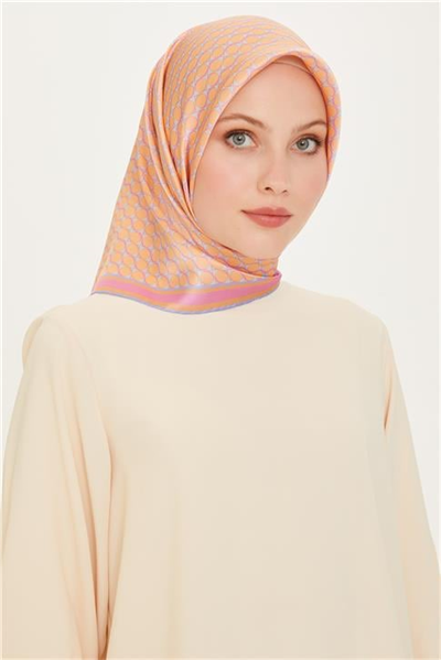 Armine Geometrik Desenli Sura Saf İpek Eşarp 9226D 81 56