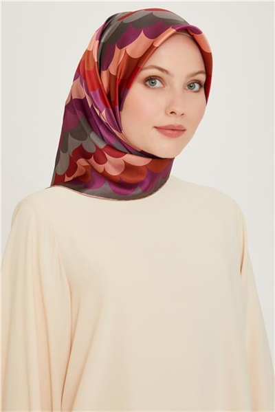 Armine Geometrik Desenli Sura Saf İpek Eşarp 9212D 01