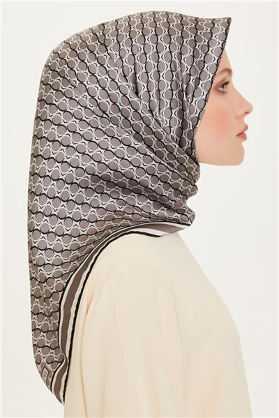 Armine Geometrik Desenli Sura Saf İpek Eşarp 9226D 81 81