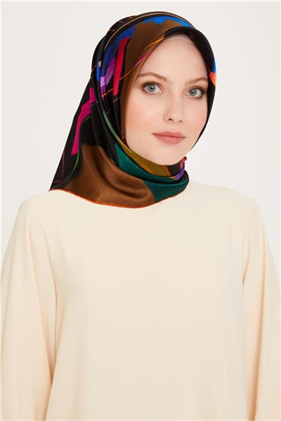 Armine Geometrik Desenli Sura Saf İpek Eşarp 9241D 82 02