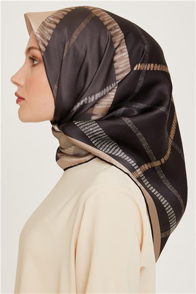 Armine Geometrik Desenli Sura Saf İpek Eşarp 9206D 83
