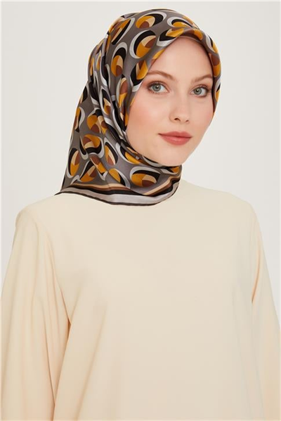 Armine Geometrik Desenli Sura Saf İpek Eşarp 9219D 05 36
