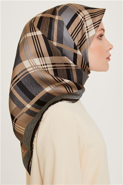 Armine Geometrik Desenli Sura Saf İpek Eşarp 9223D 33 02
