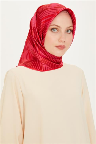 Armine Geometrik Desenli Sura Saf İpek Eşarp 9218D 08