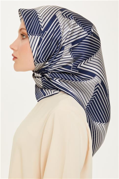 Armine Geometrik Desenli Sura Saf İpek Eşarp 9218D 03
