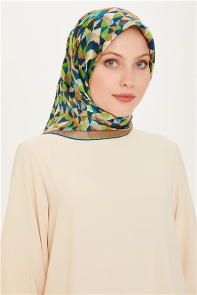 Armine Geometrik Desenli Sura Saf İpek Eşarp 9214D 34