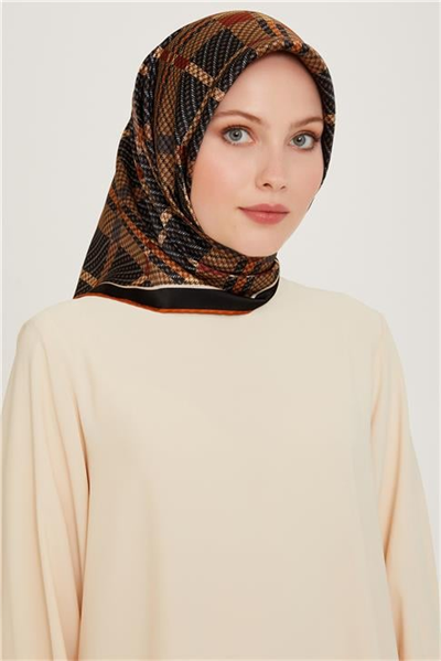 Armine Geometrik Desenli Sura Saf İpek Eşarp 9247D 36
