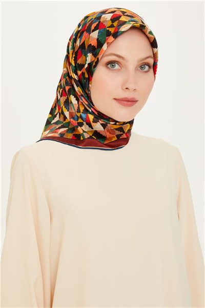 Armine Geometrik Desenli Sura Saf İpek Eşarp 9214D 31