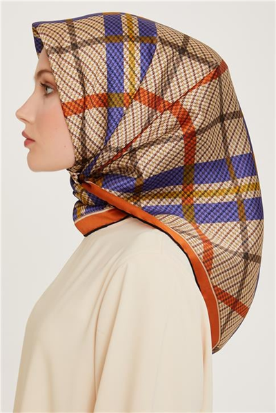 Armine Geometrik Desenli Sura Saf İpek Eşarp 9247D 02