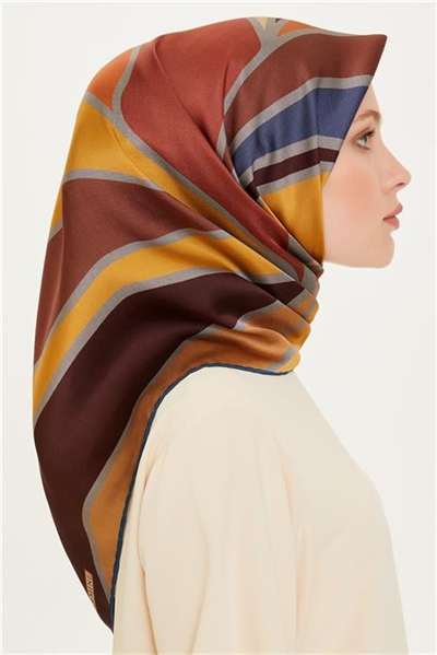 Armine Geometrik Desenli Sura Saf İpek Eşarp 9232D 03