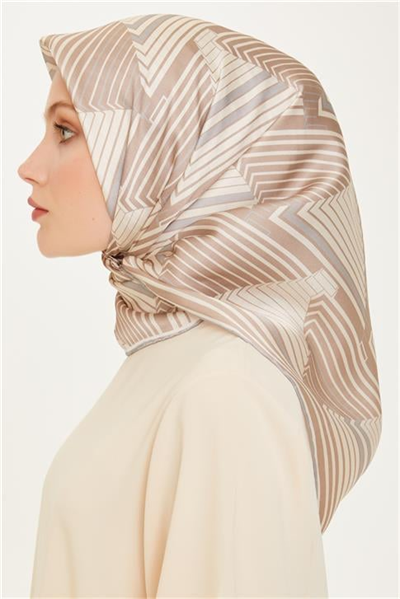 Armine Geometrik Desenli Sura Saf İpek Eşarp 9218D 83