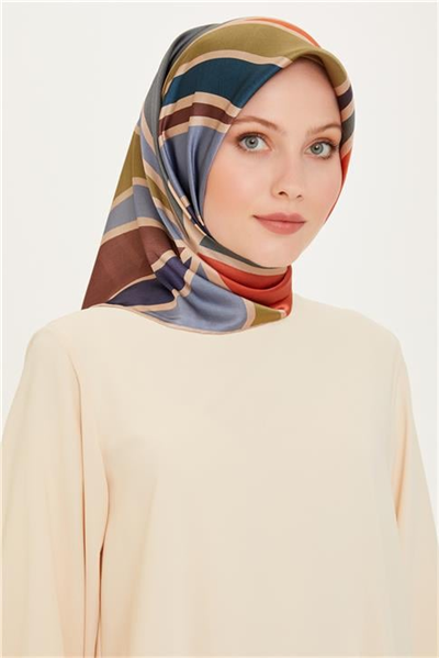 Armine Geometrik Desenli Sura Saf İpek Eşarp 9232D 86