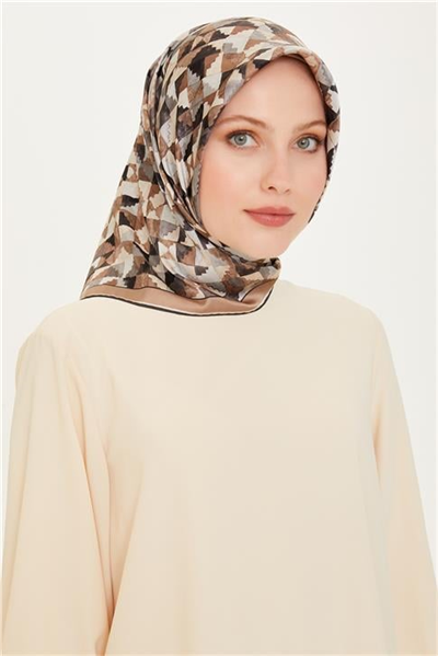 Armine Geometrik Desenli Sura Saf İpek Eşarp 9214D 82