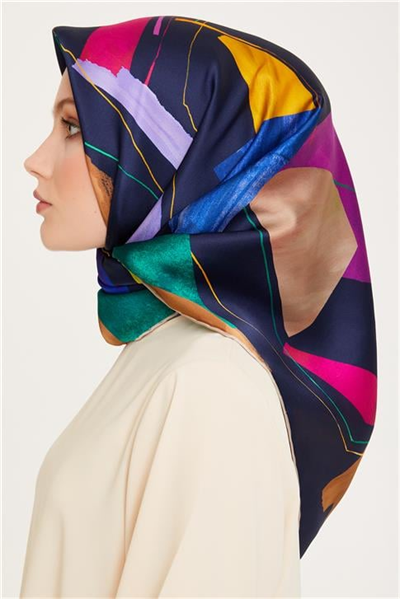 Armine Geometrik Desenli Sura Saf İpek Eşarp 9241D 82 80