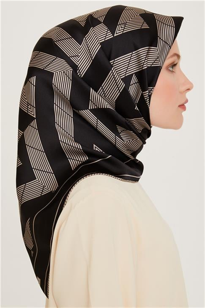 Armine Geometrik Desenli Sura Saf İpek Eşarp 9255D 81