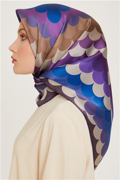 Armine Geometrik Desenli Sura Saf İpek Eşarp 9212D 06