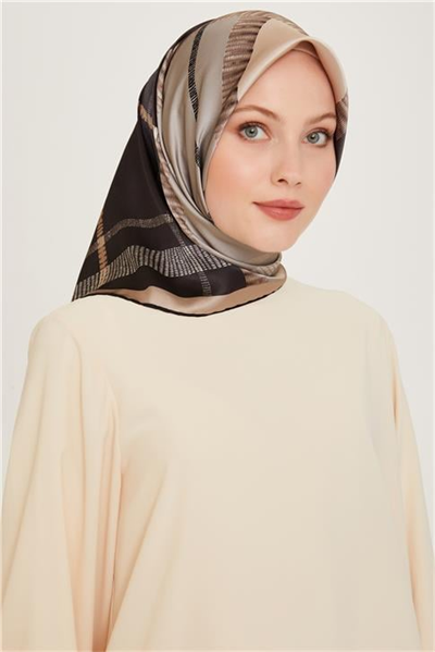 Armine Geometrik Desenli Sura Saf İpek Eşarp 9206D 83