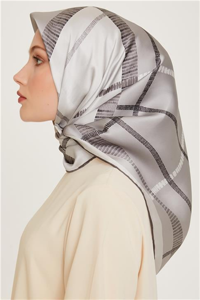 Armine Geometrik Desenli Sura Saf İpek Eşarp 9206D 05