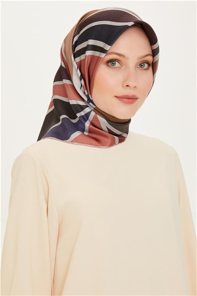 Armine Geometrik Desenli Sura Saf İpek Eşarp 9232D 85