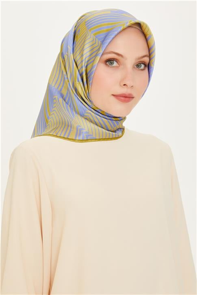 Armine Geometrik Desenli Sura Saf İpek Eşarp 9218D 10