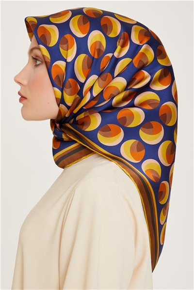 Armine Geometrik Desenli Sura Saf İpek Eşarp 9219D 05 50