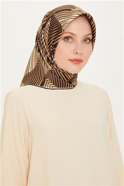 Armine Geometrik Desenli Sura Saf İpek Eşarp 9218D 35